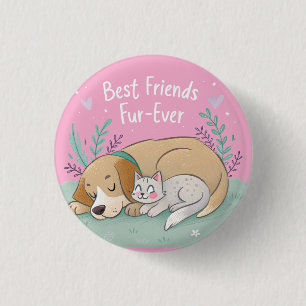 Cat and dog best friends forever 3 cm round badge