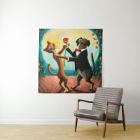 Cat and Dog Dancing Tango in Dance Club, AI Art