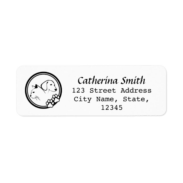 Cat And Dog Design Return Address Label (Front)
