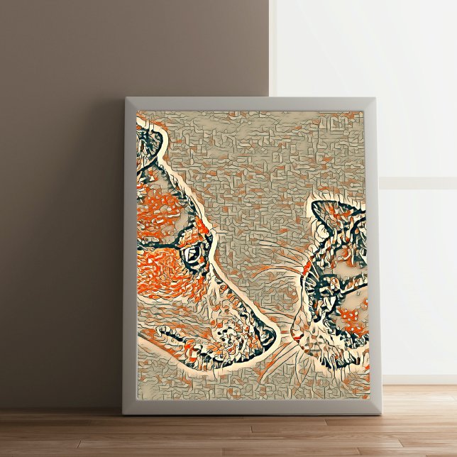 Cat and dog friendship, abstract  poster (Creator Uploaded)