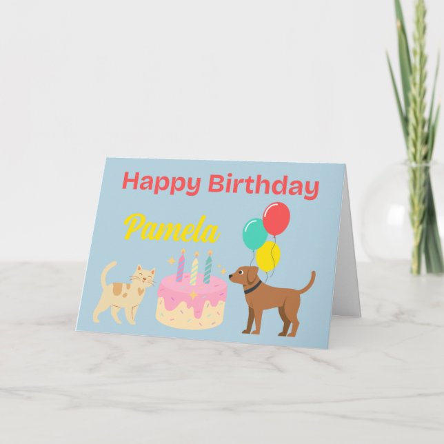 CAT AND DOG HAPPY BIRTHDAY CARD (Front)