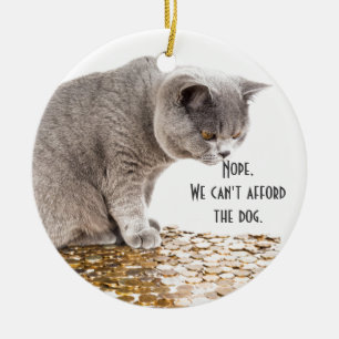 Cat and dog humour ceramic tree decoration