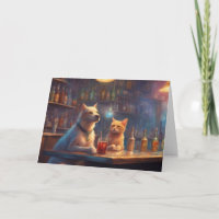 Cat and Dog in a bar talking things out birthday