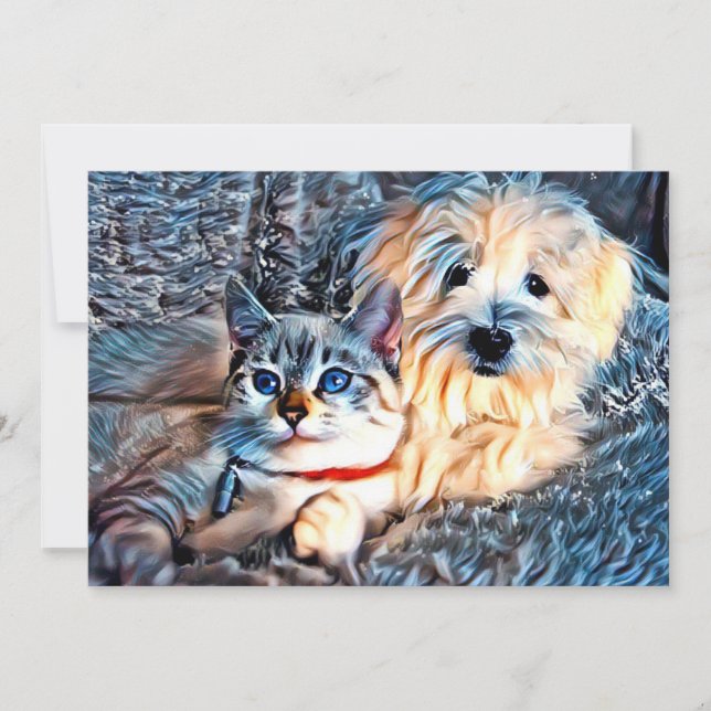 Cat and dog love thank you card (Front)
