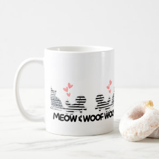 cat and dog love themed mug