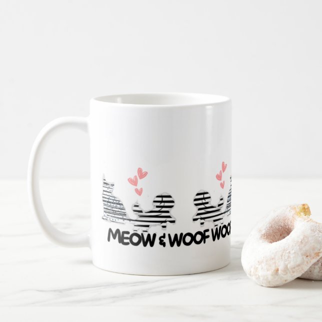 cat and dog love themed mug (With Donut)