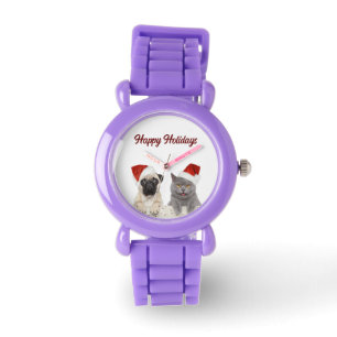 Cat And Dog Merry Christmas Happy Holiday Kids Watch