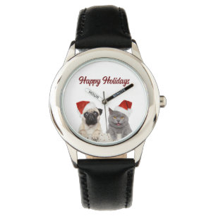 Cat And Dog Merry Christmas Happy Holiday Kids Watch