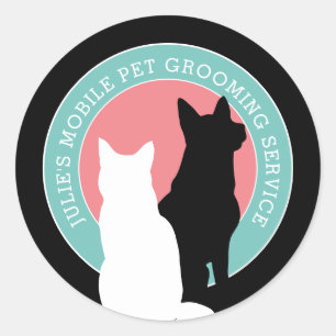 Cat and Dog Mobile Pet Groomer Classic Round Sticker