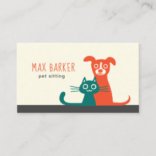 Cat and Dog Modern Pet Care   Colourful Animals Business Card