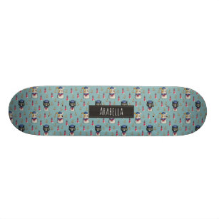 Cat and Dog Nautical Pattern   Add Your Name Skateboard