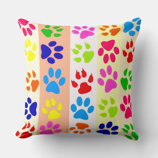 Cat And Dog Paw Prints Cushion (Front)