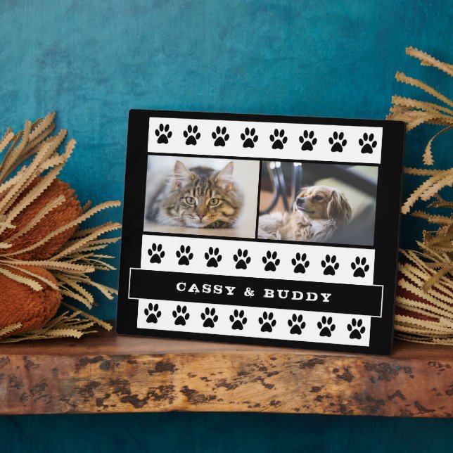 Cat and Dog Pet Paw Print 2 Photo  Plaque (Side)
