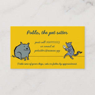 cat and dog (pet sitting) business card