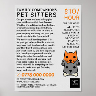 Cat and Dog, Pet Sitting Service Advertising Poster