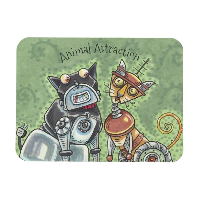Cat And Dog Robots MAGNET *Customise (Horizontal)