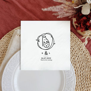 Cat and Dog Simple Modern Wedding Napkin