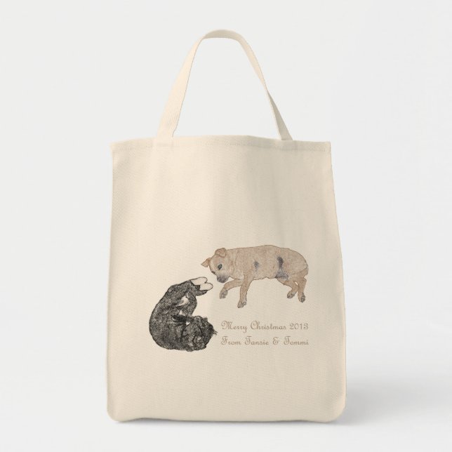 Cat and Dog Together Tote Bag (Front)