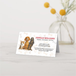 Cat and Dogs Sitting Paw and Bones Pattern Loyalty Card