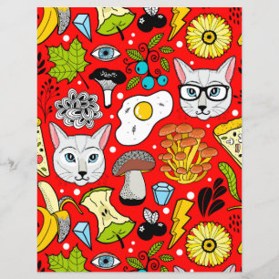 Cat and egg on red