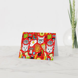 Cat and egg on red card