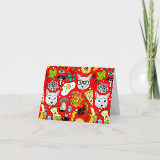 Cat and egg on red card