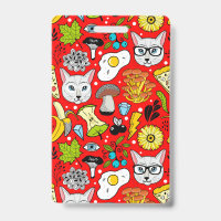 Cat and egg on red