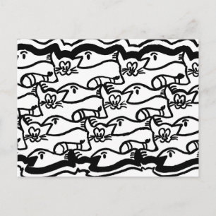 Cat and Fish Big Colouring Plate Postcard