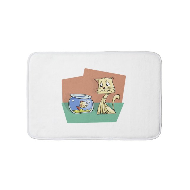 Cat and fish bowl clipart bath mat (Front)
