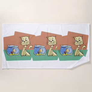 Cat and fish bowl clipart beach towel