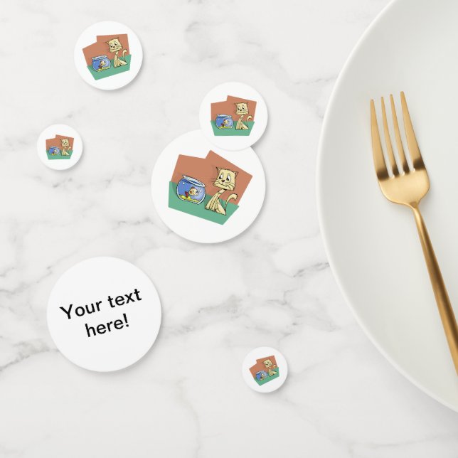 Cat and fish bowl clipart confetti (Group)