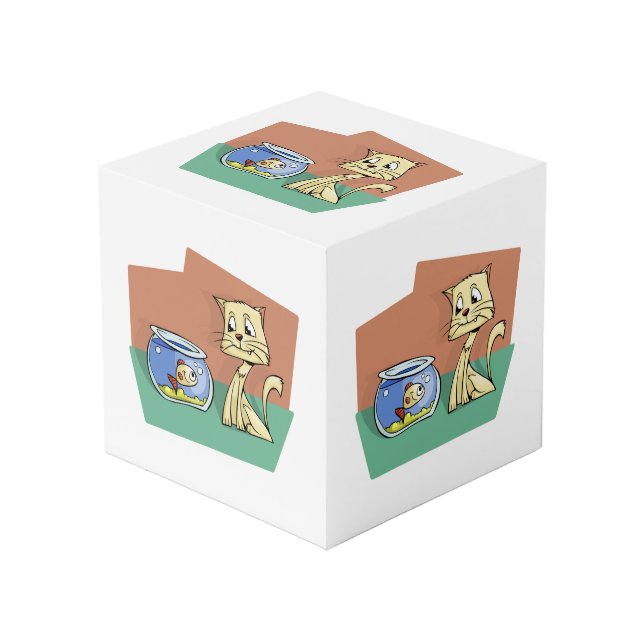 Cat and fish bowl clipart cube (Front Angled)