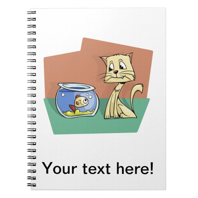 Cat and fish bowl clipart notebook (Front)