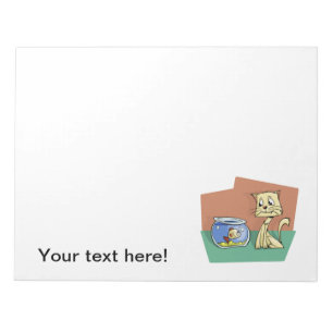 Cat and fish bowl clipart notepad