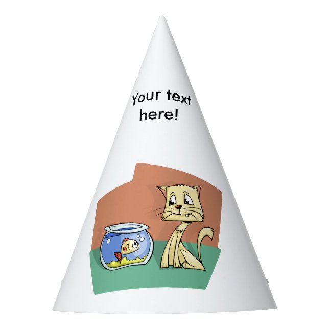 Cat and fish bowl clipart party hat (Front)