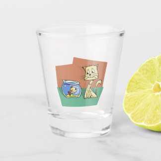 Cat and fish bowl clipart shot glass