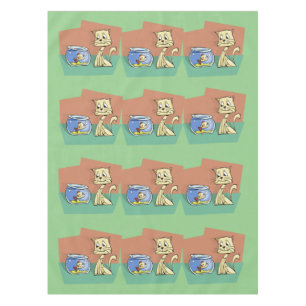Cat and fish bowl clipart tablecloth