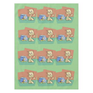 Cat and fish bowl clipart tablecloth