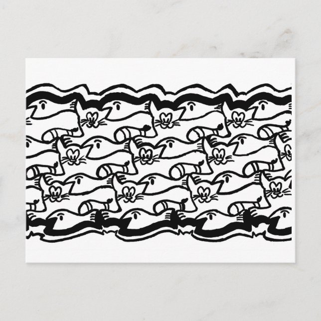 Cat and Fish Colouring Plate Postcard (Front)