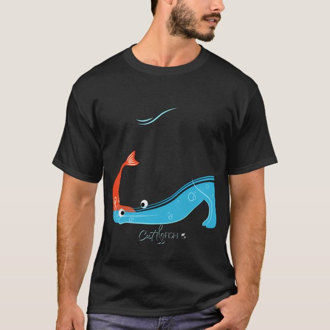 Cat and fish illustration T-Shirt (Front)