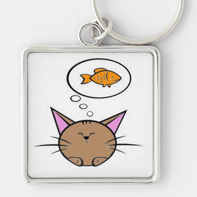 cat and fish Keychain (Front)