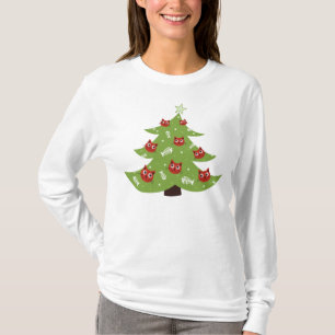 Cat And Fish Ornaments Christmas Tree Long Sleeve T-Shirt