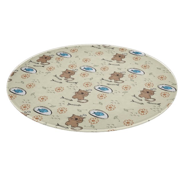 cat and fish pattern cutting board (Corner)