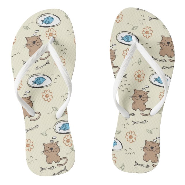 cat and fish pattern jandals (Footbed)
