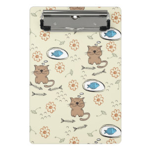 cat and fish pattern mini clipboard