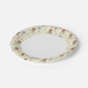 cat and fish pattern paper plate