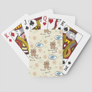 cat and fish pattern playing cards