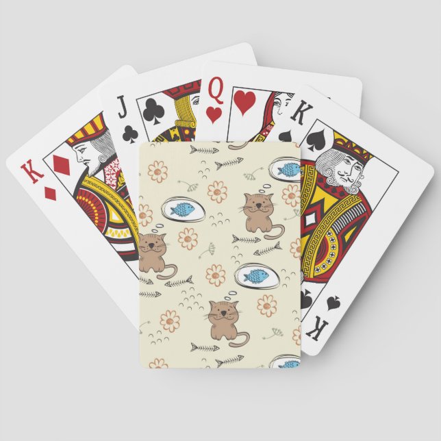 cat and fish pattern playing cards (Back)