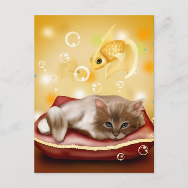 Cat and Fish Postcard (Front)