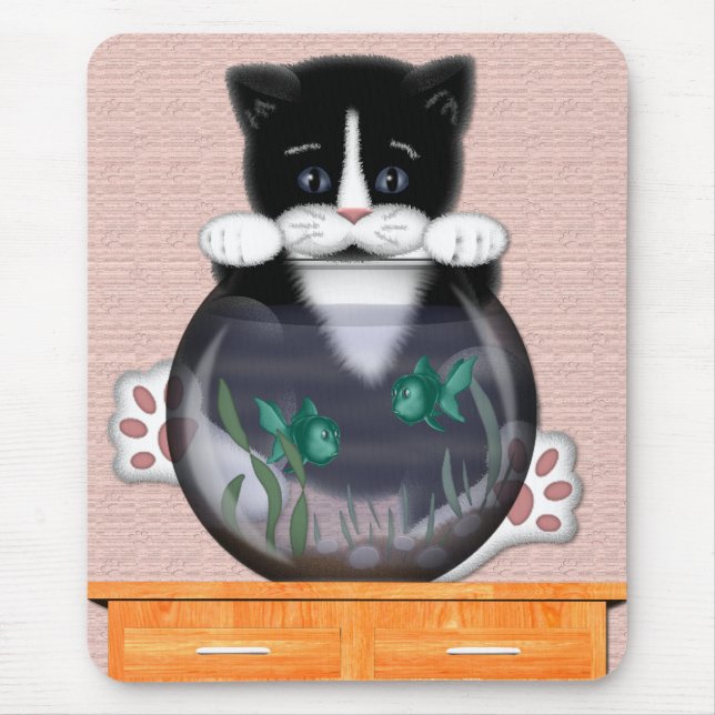Cat and Fishbowl Mousepad (Front)